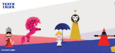 Animated puppet illustrations in a screenshot of the website "Teatrlalka"