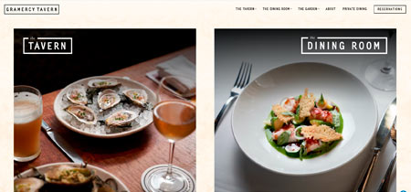 Ejemplo de web de restaurante cálida, Gramercy Tavern