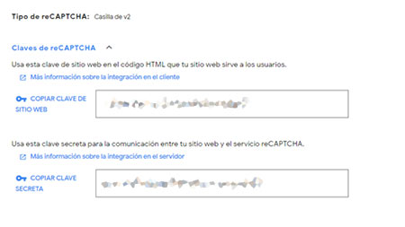Claves de ReCAPTCHA
