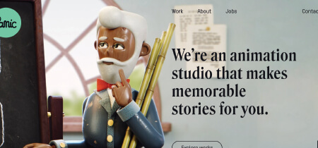 Stop motion animation character on the Panic Studio website