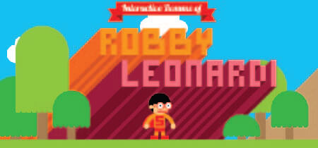 Animated retro-style game illustration on the homepage of the website "Robby"